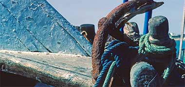 A heavy anchor on a large country craft