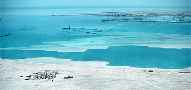 Dredger excavating the West Bay in March 1976