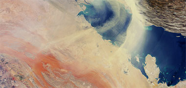 A sand storm moving down the Gulf – with the permission of ESA – European Space Agency