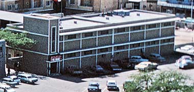 An aerial view south-west of the Fire Station, 1974