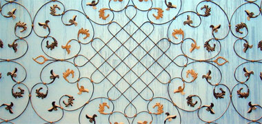 Detail of a modern glass and steel gate