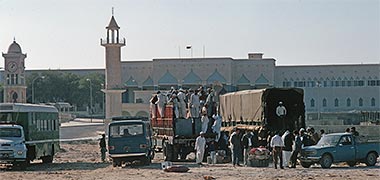 Preparations being made for the 1974 hajj adjacent to the Diwan al-Amiri