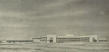 A perspective of the competition winning design by John R. Harris – courtesy of RIBA Collections