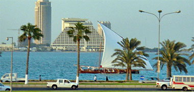 A lateen sail in Doha Bay