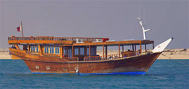 A dhow that has been converted for recreational use