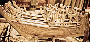 A line of model bateels in the Doha suq