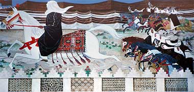 Detail of a mural in the old Doha National Museum