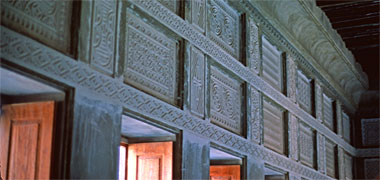 Plaster decoration in the Qatar National Development Exhibition building, January 1976