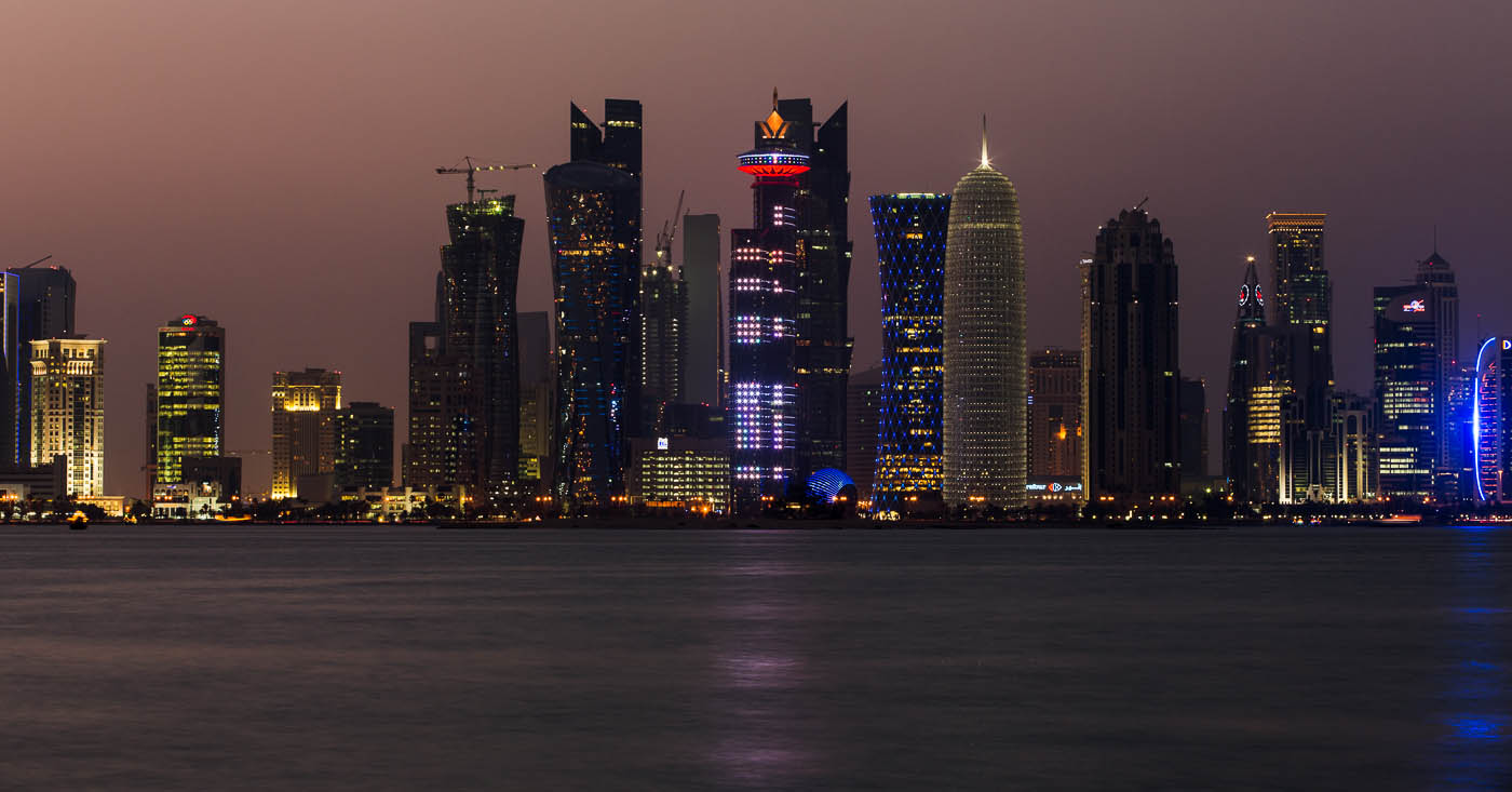 A night view across West Bay of development on the New District of Doha – with the permission of Stewart Lacey on Flickr