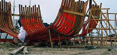 A new modern boat under construction