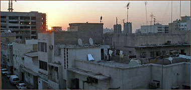 A view at dawn of roofs within the inner ring road