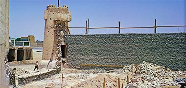 Restoration of a fortified development at Rayyan, June 1975
