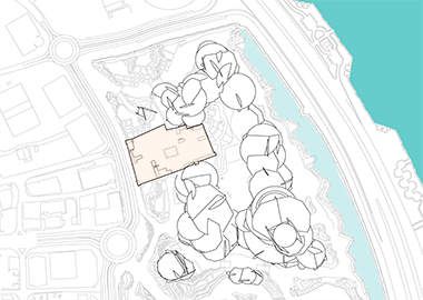 Diagrammatic site plan of the new Qatar National Museum – with the permission of Roswag Architekten
