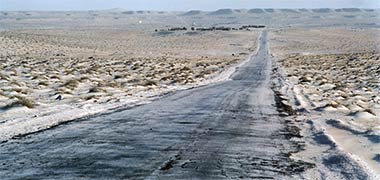 The metalled road near Umm Bab, 1972