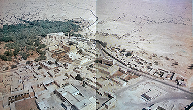 An aerial view of the settlement at Umm Salal Muhammad – photo by Bernard Gerard in the book Qatar