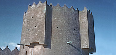 Detail of the north-west tower of the fort at Wakra, 1981